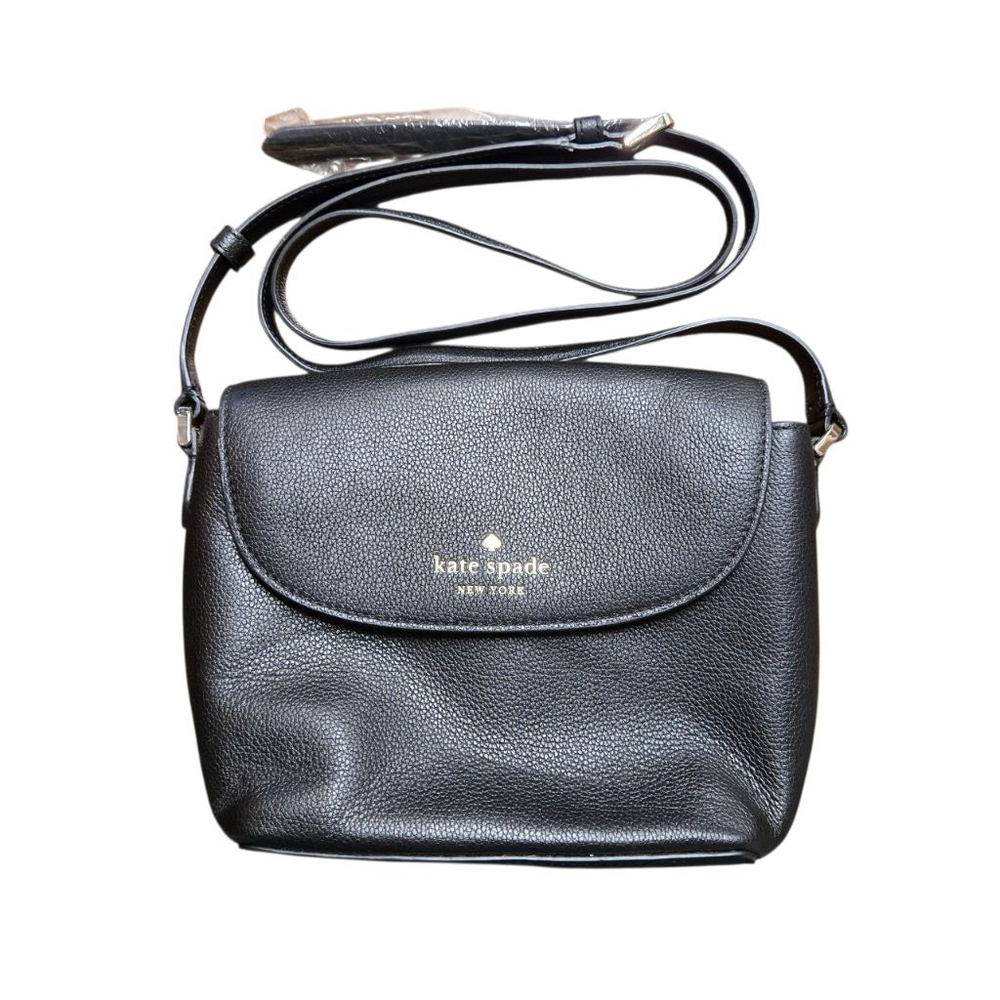 NWOT Kate Spade Crossbody Bag Monica Mini Flap Black Pebbled Leather Purse Clean